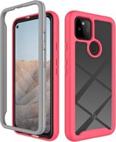 Voor Google Pixel 5A 5G Sterrenhemel Effen Kleur Serie Schokbestendige PC + TPU Case (Rose Red)