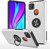 Voor Geschikt voor Xiaomi Redmi 9C PC + TPU schokbestendige magnetische beschermhoes met onzichtbare ringhouder (zilver)