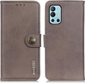 Voor OnePlus 9R KHAZNEH Koeienhuid Textuur Horizontale Flip Leren Case met Houder & Kaartsleuven & Portemonnee (Khaki)