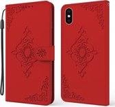 Reliëf Fortune Flower Pattern Horizontale Flip Leren Case met Houder & Kaartsleuf & Portemonnee & Lanyard Voor iPhone XS Max (Rood)