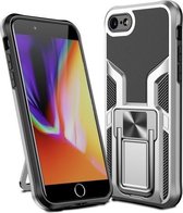 Armor 2 in 1 PC + TPU magnetische schokbestendige behuizing met opvouwbare houder voor iPhone 7/8 (zilver)