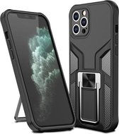 Armor 2 in 1 PC + TPU magnetische schokbestendige hoes met opvouwbare houder voor iPhone 11 Pro Max (zwart)