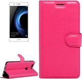 Voor Huawei Honor V8 Litchi Textuur Horizontale Flip Leren Case met Magnetische Gesp & Houder & Kaartsleuven & Portemonnee (Magenta)
