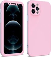 Tweekleurige 360 graden volledige dekking Beschermende pc + TPU schokbestendige hoes voor iPhone 11 (roze)