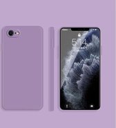 Effen kleur imitatie vloeibare siliconen rechte rand valbestendige volledige dekking beschermhoes voor iPhone SE 2020/8/7 (paars)