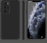 Voor Huawei P40 Pro effen kleur imitatie vloeibare siliconen rechte rand valbestendige volledige dekking beschermhoes (zwart)