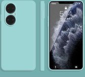 Voor Huawei P50 effen kleur imitatie vloeibare siliconen rechte rand valbestendige volledige dekking beschermhoes (hemelsblauw)