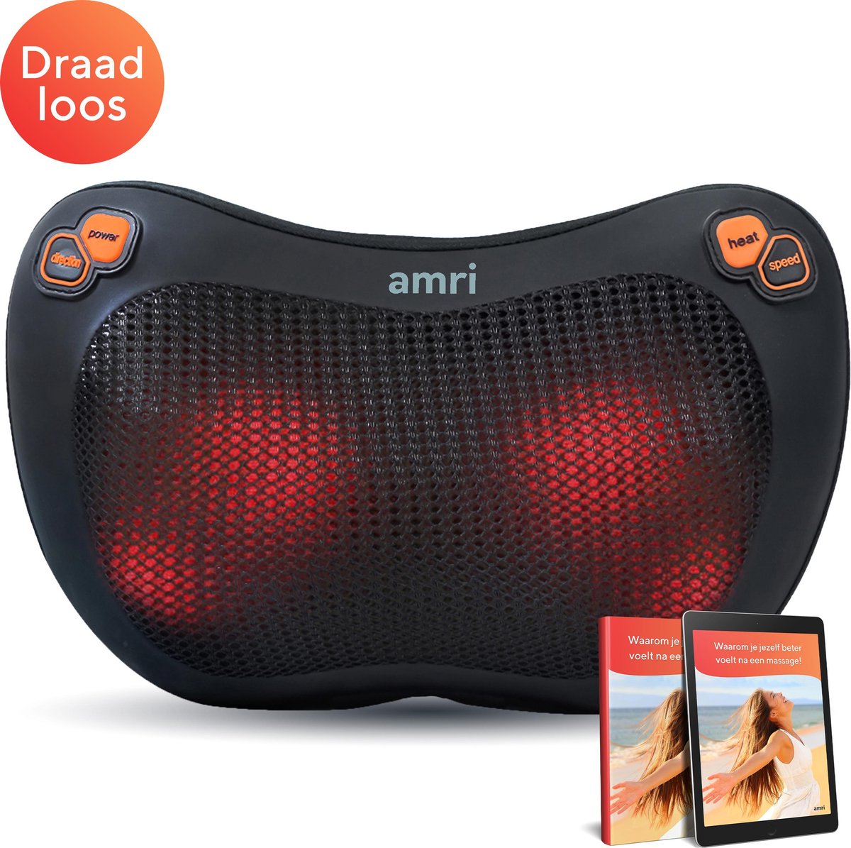 AMRI - Draadloos Massage Kussen - Shiatsu Massage - Infrarood Warmte