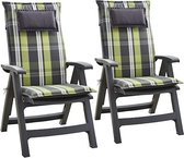 blumfeldt Donau Tuinkussen - Set van 2 stoelkussen - zitkussen - hoge rug tuinstoel - 50 x 120 x 6 cm - UV bestendig polyester - Groen