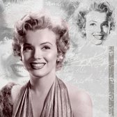 Tuinposter - Filmsterren / Retro - Marilyn Monroe / Collage in wit / taupe / beige / zwart - 80 x 80 cm.