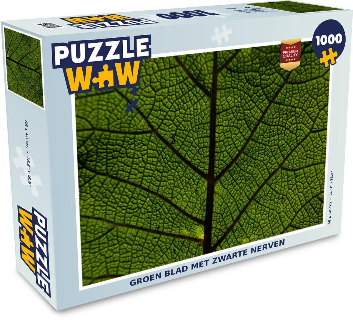 Afbeelding van product Puzzel 1000 stukjes volwassenen Close-Up Bladeren 1000 stukjes - Groen blad met zwarte nerven - PuzzleWow heeft +100000 puzzels