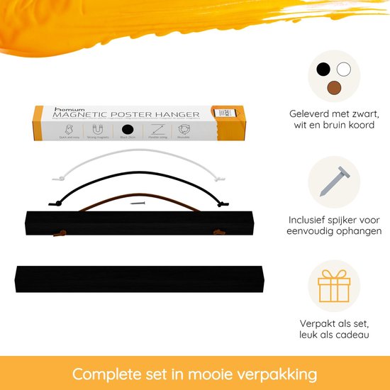 Porte-affiche (21 cm) en bois noir avec fermeture magnétique | A4 | système de suspension d'affiche - cadre d'affiche - cadre d'affiche - clip d'affiche - support d'affiche