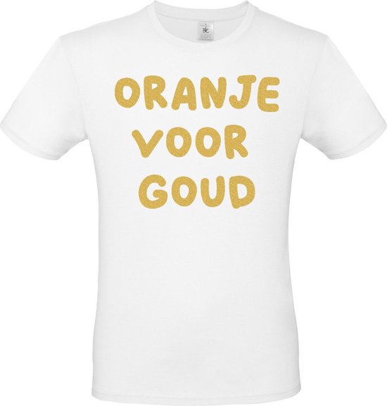 T-shirt met opdruk “Oranje voor goud” | EK 2021 | Wit T-shirt met goudkleurige opdruk. | Herojodeals
