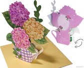 Popcards cartes popup – Vase avec hortensias Carte anniversaire Mariage Fleurs Hortensia Amitié Félicitations Mariage Bon rétablissement Carte pop-up confort Carte de voeux 3D