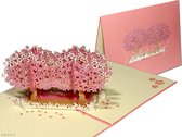 Popcards Popup Cards - Double Sakura Cherry Blossom Pink Cherry Tree Romance Love In Love Anniversaire Mariage Anniversaire Félicitations Fleurs Pop Up Card Carte de voeux 3D