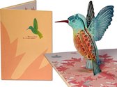 Popcards popupkaarten – Kolibrie Vogel Vriendschap Leven Optimisme Vrijheid Kolibri Achteruit Vliegen IJsvogel pop-up kaart 3D wenskaart