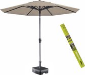 Parasol rond ecru met voet en hoes! Madison Paros 300 cm | Topkwaliteit kantelbare en ronde parasol