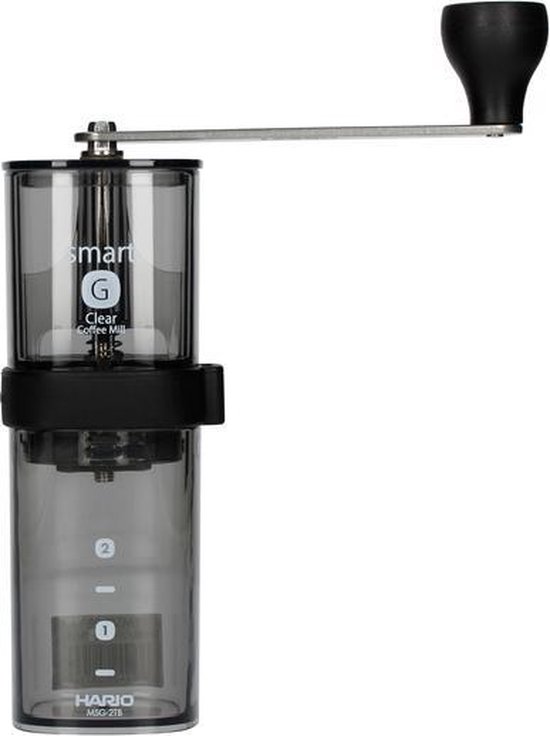 Hario Smart G Coffee Mill Transparent Black handmatige koffiemolen