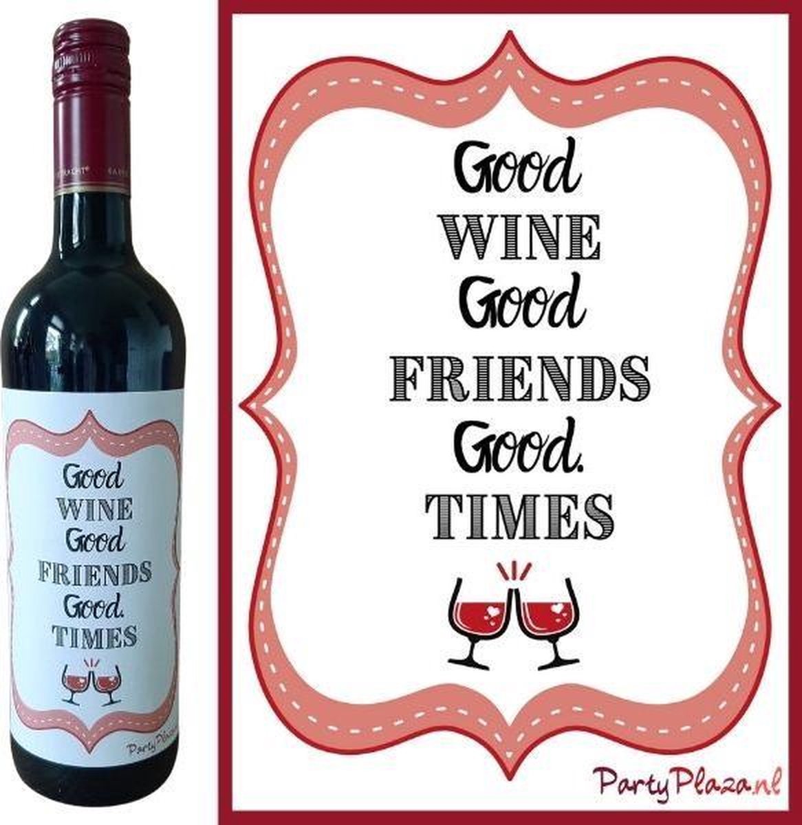 Wijnetiket Vriendschap - Wijn Cadeau - Etiket Voor Wijnfles - Good Wine,  Good Friends,... | Bol.Com