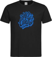 Zwart T-shirt met  " No Limits " print Blauw size L