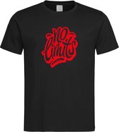 Zwart T-shirt met  " No Limits " print Rood size L