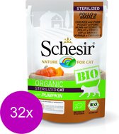 Schesir Kat Bio Pouch Kip/Varken/Pompoen - Kattenvoer - 32 x 85 g NL-BIO-01