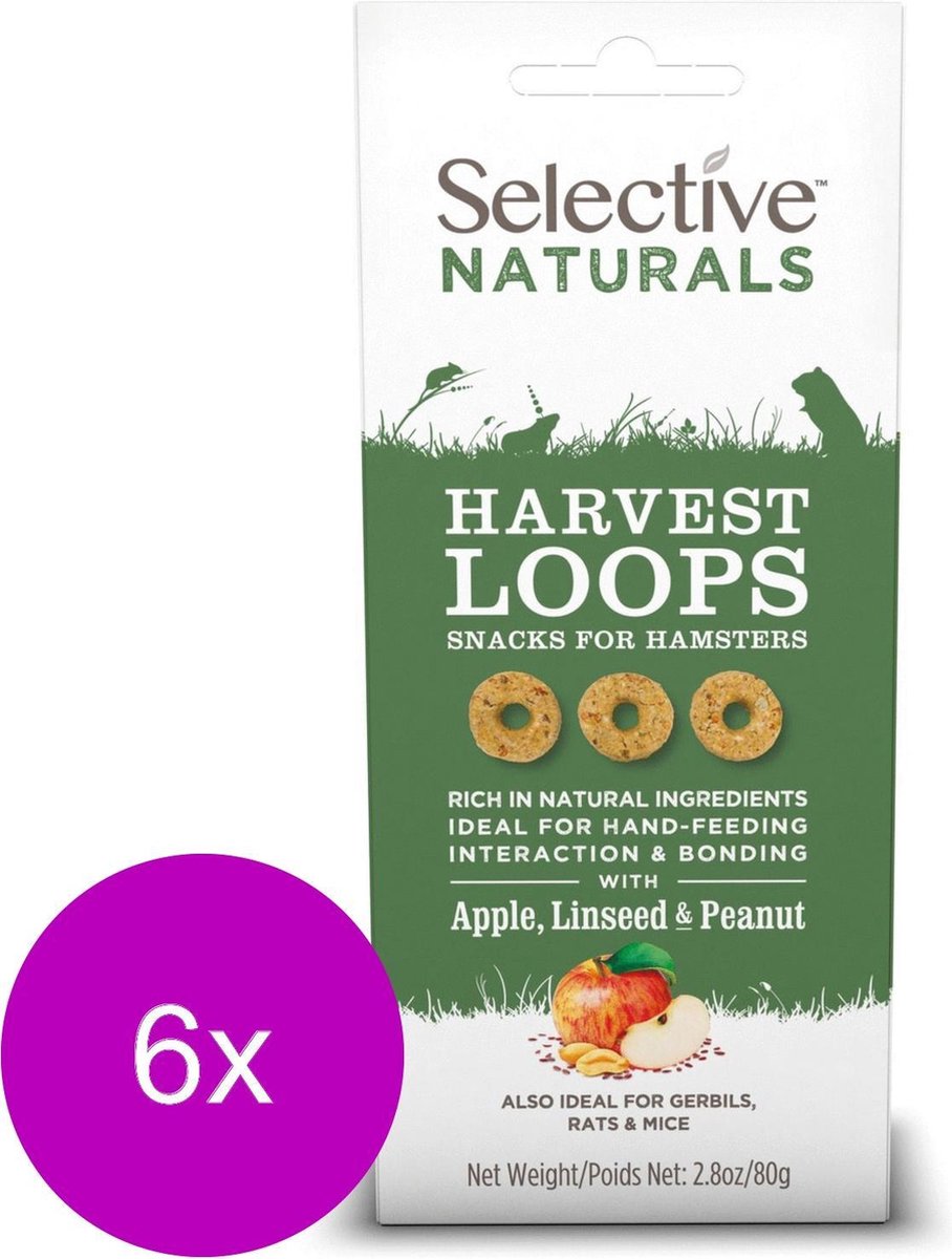 Supreme Selective Naturals Harvest Loops - Knaagdiersnack - 6 x 80 g - Supreme
