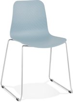 Alterego Moderne stoel 'EXPO' van blauw kunststof met verchroomd metalen voeten