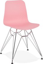 Alterego Design stoel 'GAUDY' roze met verchroomd metalen voet