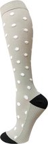 Compressiekousen dagelijks gebruik - Compressie sokken dames - Dots grijs - Maat 41-43 L/XL