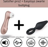 Satisfyer Pro 2 next generation & EasyToys zwarte buttplug met trekring - luchtdruk vibrator - Vibrators - clitoris & g-spot - ook voor koppels