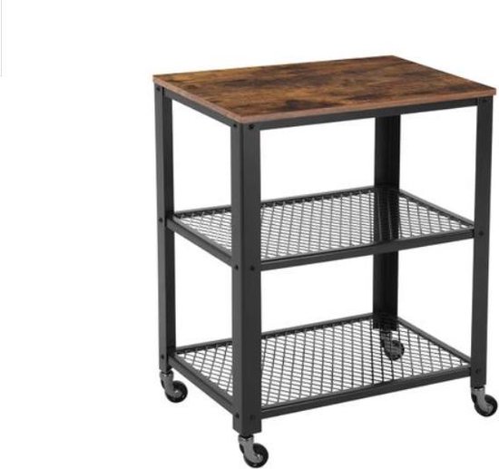 HOMCOM Bijzettafel Serveerwagen Met Wielen Keukenwagen Ko Met Lade Verplaatsbaar Dressoir Spaanplaat Naturel 60 X 30 X 65 Cm Aosom Netherlands