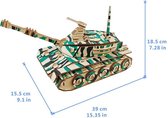 Houten modelbouwpakket - Main Battle Tank - Leger Tank - 39 x 15.5 x 18.5 cm