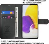 Hoes Geschikt voor Samsung S21 Ultra Hoesje Bookcase met Anti Skim Bescherming - Pasjes RFID Beschermd Cover - Vulcano Black