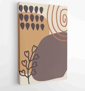 Botanical wall art vector set. Earth tone boho foliage line art drawing with abstract shape. 4 - Moderne schilderijen – Vertical – 1881805201 - 115*75 Vertical