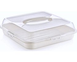 Taartdoos Vierkant - Wit - Taartbewaardoos - Vershouddoos - B x L x H: 36 x 36 x 10 cm - BPA vrij - met Klikklep - Taartdoos