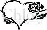 Chloïs Glittertattoo Sjabloon 5 Stuks - Heart Rose - CH4805 - 5 stuks gelijke zelfklevende sjablonen in verpakking - Geschikt voor 5 Tattoos - Nep Tattoo - Geschikt voor Glitter Ta