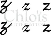 Chloïs Glittertattoo Sjabloon - Small Letter z - Multi Stencil - CH9782 - 1 stuks zelfklevend sjabloon met 6 kleine designs in verpakking - Geschikt voor 6 Tattoos - Nep Tattoo - G