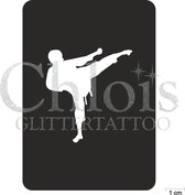 Chloïs Glittertattoo Sjabloon 5 Stuks - Martial Arts Leo - CH6510 - 5 stuks gelijke zelfklevende sjablonen in verpakking - Geschikt voor 5 Tattoos - Nep Tattoo - Geschikt voor Glit
