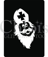 Chloïs Glittertattoo Sjabloon 5 Stuks - Sinterklaas - CH8500 - 5 stuks gelijke zelfklevende sjablonen in verpakking - Geschikt voor 5 Tattoos - Nep Tattoo - Geschikt voor Glitter T