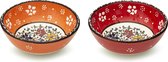 Handgemaakt Keramische Kommetjes set van 2 - Snackkommen voor salade , tapas, soup, noten - 15 cm Diameter - Kleurrijke Decoratieve Schaaltjes voor uw Tafel – Smoothiekom
