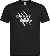 Zwart T shirt met  " Beast Mode " print Wit size M