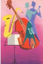 Pocket Sized - Found Image Press Journals- Vintage Journal Jazz Style Bass and Saxophone, with Dancers