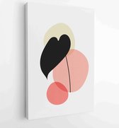 Earth tone natural colors foliage line art boho plants drawing with abstract shape 2 - Moderne schilderijen – Vertical – 1910090986 - 50*40 Vertical