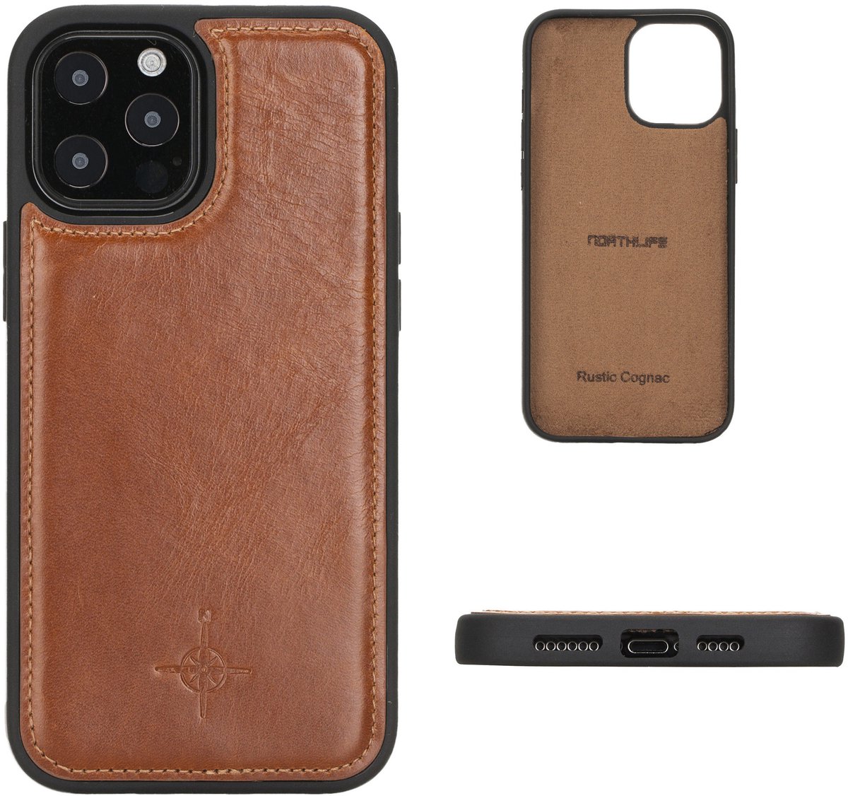 NorthLife - Geschikt voor iPhone 12 Pro Max - Leren Backcover hoes - Cognac