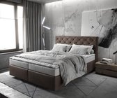 Boxspringbed Dream-Great Lederimetat donkerbruin 160x200 met matras en topper