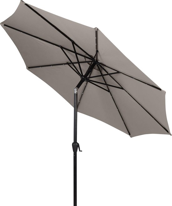 Felix parasol met slinger, kantelfunctie en zonne-energie Ø 3 m, grijs. |  bol.com