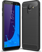 Samsung Galaxy J6 (2018) Hoesje - Mobigear - Brushed Slim Serie - TPU Backcover - Zwart - Hoesje Geschikt Voor Samsung Galaxy J6 (2018)
