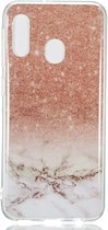 Samsung Galaxy A20e Hoesje - Mobigear - Marble Serie - TPU Backcover - Wit / Roségoud - Hoesje Geschikt Voor Samsung Galaxy A20e
