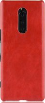 Sony Xperia 1 Hoesje - Mobigear - Lederlook Serie - Hard Kunststof Backcover - Rood - Hoesje Geschikt Voor Sony Xperia 1